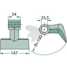 Hammerhakke 54/147mm med hul på 25,5 mm, ideel til præcisionsarbejde.