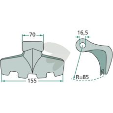 Hammerhakke 70/155mm med hul på 16,5 mm, perfekt til diverse opgaver.