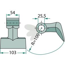 Hammerhakke 54/103mm med hul 25,5mm, kraftfuld til alle opgaver.