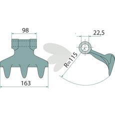 Hammerhakke 98/163mm med hul 22,5mm, ideel til tunge job.