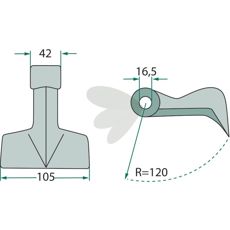 Hammerslag 42/105mm med 16,5mm hul, designet til præcision i landbrug og byggeprojekter.