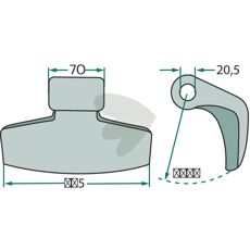 Hammerslag 70/185mm med 20,5mm hul, perfekt til hårdt arbejde inden for landbrug og byggeri.