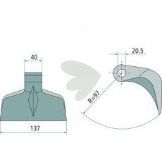 Hammerslag 40/137mm med 20,5mm hul, godt værktøj til effektivt arbejde inden for landbrug og byggeri.