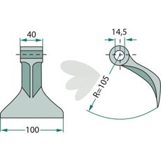 Hammerslag 40/100mm med 14,5mm hul, fremragende til detaljeret arbejde inden for landbrug og byggeri.