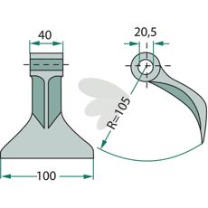 Hammerslag 40/100mm med 20,5mm hul, perfekt til varierede opgaver inden for landbrug og byggeri.