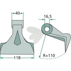 Hammerslag med mål 40/118mm og hul på 16,5mm til effektiv anvendelse.