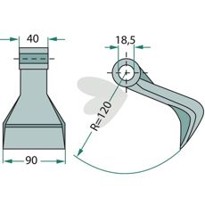 Hammerslag 40/90mm med 18,5mm hul, ideel til Lagarde-applikationer.