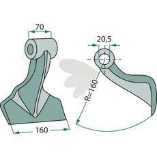 Robust hammerslag 70/160mm med hul på 20,5mm, perfekt til tunge opgaver.