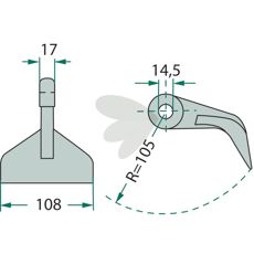 Hammerslag 17/108mm med et hul på 14,5mm til præcisionsarbejde.