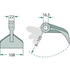 Hammerslag 22/108mm og hul 16,5mm, fremragende valg til effektiv kraftoverførsel.