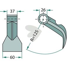 Kompakt hammerflange 37/60mm med 26mm hul, perfekt til mindre projekter.