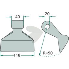 Hammerflange 40/118mm med 20mm hul, designet til alsidig anvendelse.