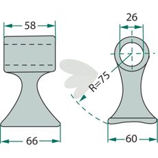 Hammerflange 58/66mm med et hul på 26mm, designet til robust ydeevne.