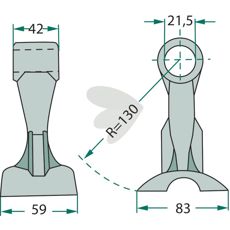 Hammerflange 42/59 mm med 21,5 mm hul, perfekt til traktoranvendelser.