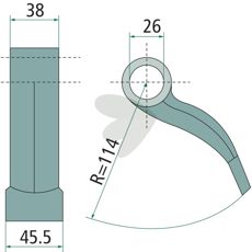 Kraftfuld hammerflange 38/45,5mm med 26mm hul, perfekt til varierende opgaver.