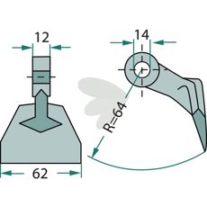 Hammerflange 12/62 mm med 14 mm hul, perfekt til lettere maskiner.