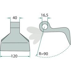 Standard hammerflange 16,5 mm med artikelnummer 119533, til almindelig brug.