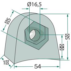 Beslag 54X16,5, robust og pålidelig til forskellige bespændingselementer.