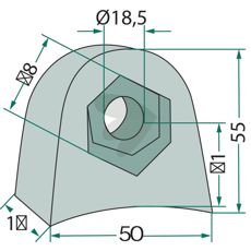 Beslag 50X55X18,5, pålidelig til sikker forbindelse mellem komponenter.