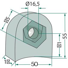 Beslag 55X50X16,5, holdbart alternativ for bespændingselementer.