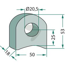 Beslag 50X53X20,5X25, fremragende til traktorer og entreprenørmaskiner.