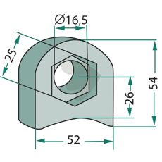Beslag 52X54X26X25X16,5, robust del til sikker montering.