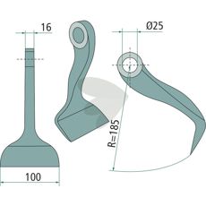 Hammer slag 16/100mm med hul 25mm, til alsidig brug.