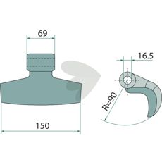 Hammer slag 69/150mm, perfekt pasform med 16,5mm hul til effektiv brug.