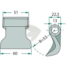 Hamreslag 51/60mm, designet til styrke med 13mm hul.