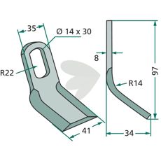 Y-slag til Mulag og Rousseau med hul 14X30mm, effektiv til landbrug.