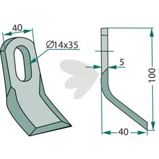 Y-slag S.M.A. med hul 14x35mm, ideel til landbrug og markarbejde.