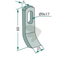 Slagkniv Rousseau med dimensioner 9x17mm, ideel til præcisionsarbejde.