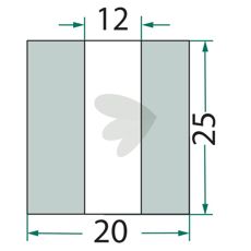 Bøsning til slag Rousseau, 20x25mm med hul 12mm, perfekt til forskellige maskiner.