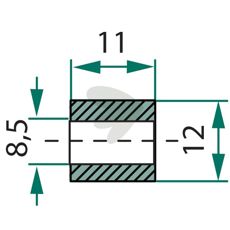 Bøsning til slag 11x12mm med hul 8,5mm, pålidelig til landbrugsmaskiner.