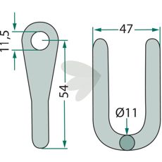 Schackel Mc Connel, kompatibel med Mulag og Noremat, robust konstruktion.