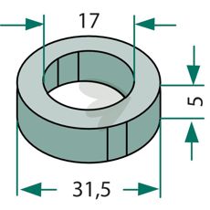 Skive Ø31,5x5mm egnet til at forbedre lastfordelingen.