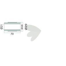 Bøsning til klinge fra Sauerburger, mål 29x70 mm med hul på 21 mm.