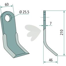 Y-klinge Seko med hul på 25,5 mm, passende til forskellige landbrugsapplikationer.