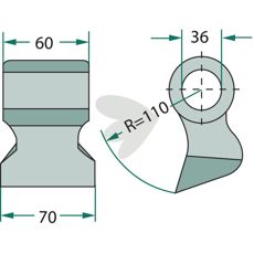 Hammerklinge med størrelse 78/75 mm og hul på 35,5 mm, til robuste maskinanvendelser.