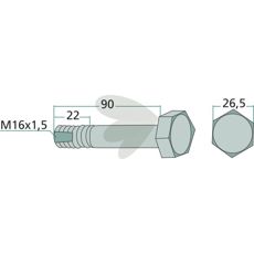 M16x1,5x90 mm skrue af kvalitet 10.9, ideel til tunge applikationer.