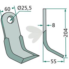 Y-malle 60X204mm med hul på 25,5mm til effektiv bearbejdning.