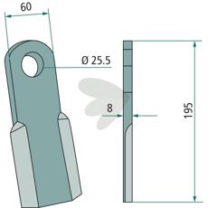 Slagkniv fra Sovema, Sicma, med hul 25,5 mm, professionel kvalitet.