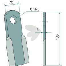 Slagkniv fra Sovema med hul 16,5 mm, robust og pålidelig.