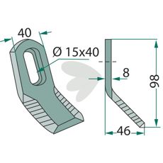 S.M.A. Y-flail med hul 15X40mm, høj holdbarhed til hårde opgaver.