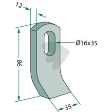 S.M.A. slagkniv med hul 16X35 mm, effektiv og slidstærk til udfordrende arbejdsmiljø.