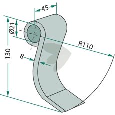 Slagkniv af høj kvalitet til Spearhead med 21 mm hul til robust anvendelse.