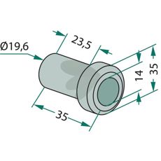 Bøsning 35X25mm med 14mm hul til effektiv funktion og sikkerhed.