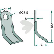 Y-flail til Seppi med 25,5mm hul, ideel til landbrugsarbejde.