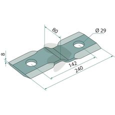 Kniv i måtten 8X29X80 mm, perfekt til skærearbejde inden for landbrug.