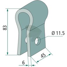Beslag 83X45, klemme til stabil montering og drift i landbrugsmaskiner.